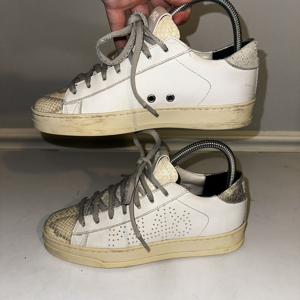 P448 Womens John White /Silver Python Sneakers - … - image 3